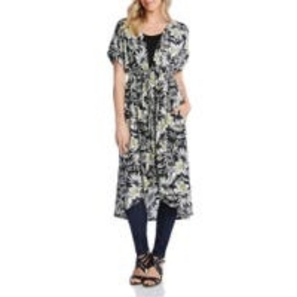 Karen Kane Women's Duster Floral Tie-Waist MED‎ NEW WITH TAG